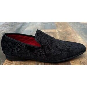 La Milano Broderick Black Velvet Slip On Men’s Dress Loafers Size 11.5